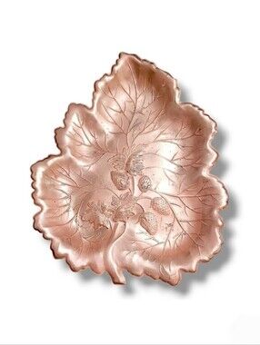 Vintage Coppercraft Guild Strawberry Leaf Copper Plate 1970s Decor
